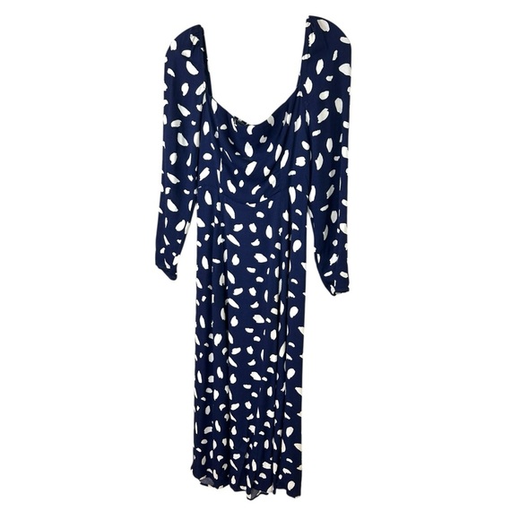Reformation - Women’s ‘Sigmund’ Midi Dress in Splatter Print - Navy Blue, Size 2 - Picture 6 of 17